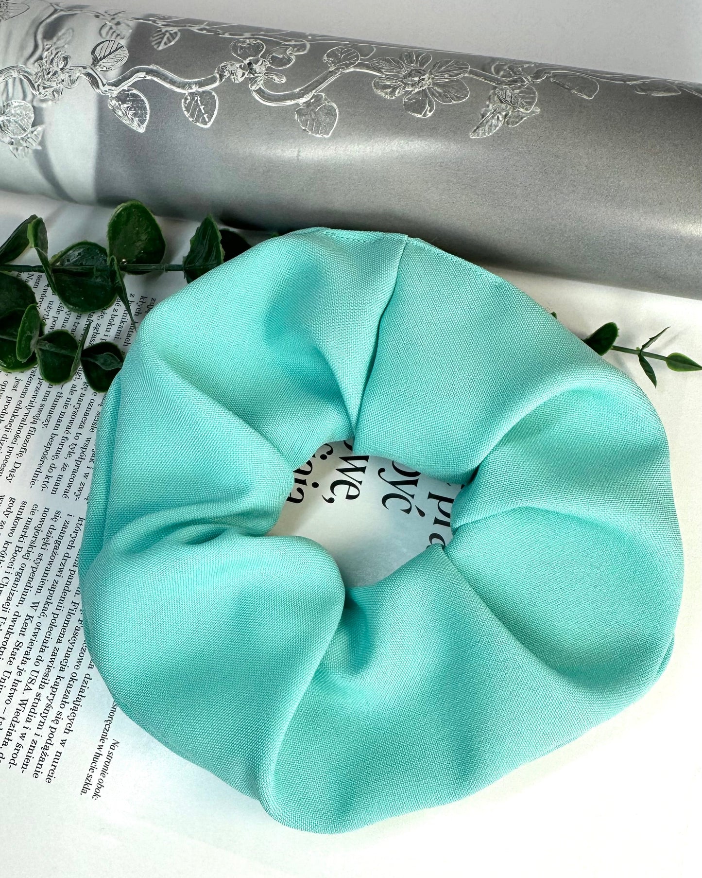 Miętowa gumka do włosów Scrunchie