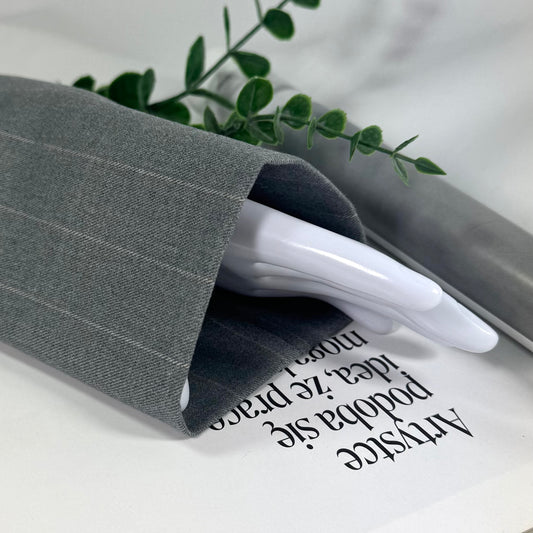 Rękawek mankietowy szary z prążkiem w różu